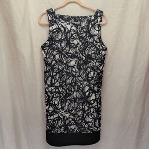 AB Studio Black and White Abstract Mini Dress